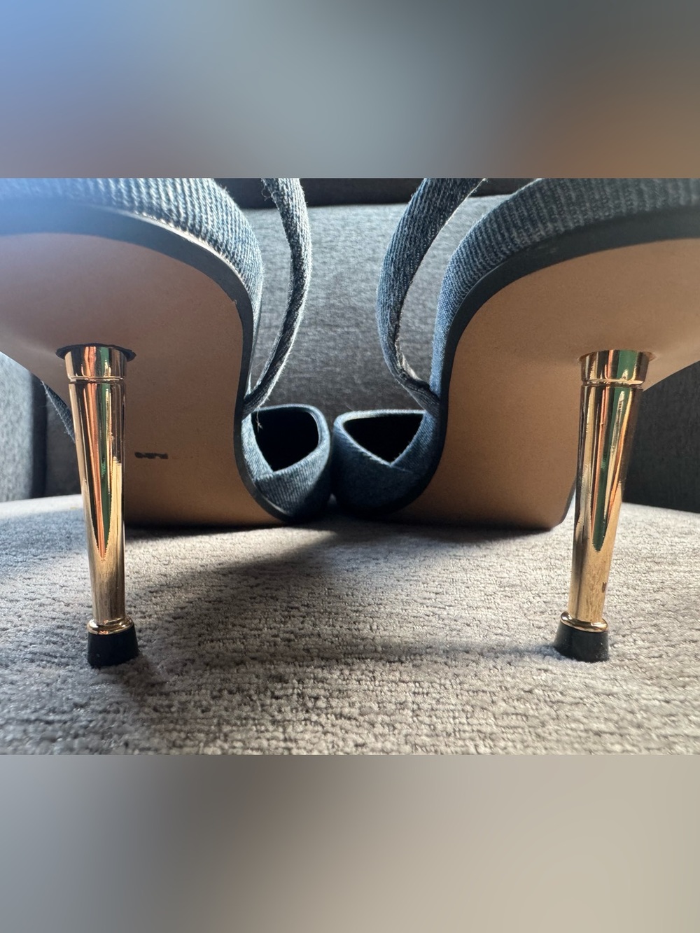 Express Denim 2” Slingback Pumps with Gold Heel - Picture 3 of 11